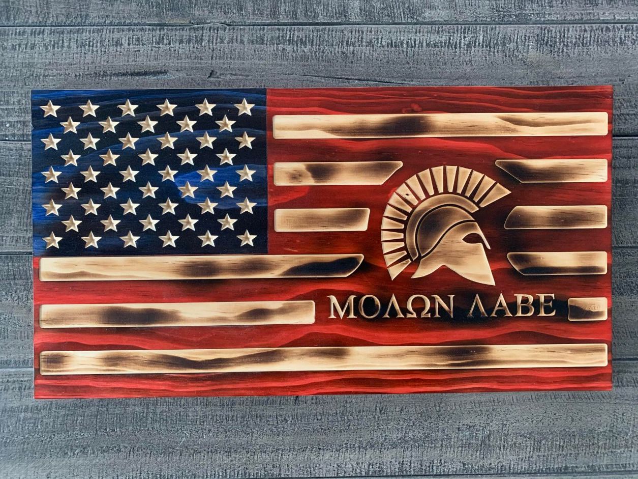 Molon Labe Subdued American Flag Sticker – Spartan Gun Decal, Pro Patriot, Made In USA