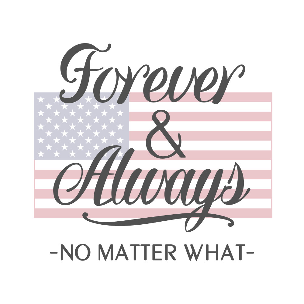 Handcrafted American Flag featuring a Forever and Always design